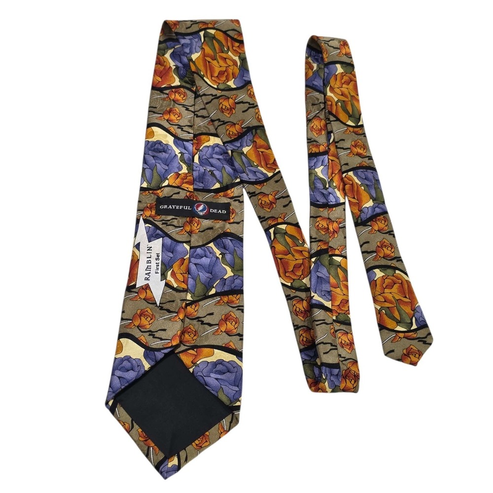 Grateful Dead 'Ramblin First Set' Mens Silk Tie Floral Pattern Multi-Color Music